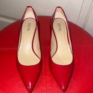 Red patent leather heel